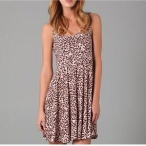 Free People NEW NT Pink Leopard Mini Sleeveless Stretch Skater Dress S